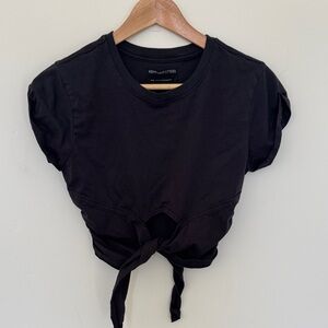 Urban Outfitters Black Tie-Front Crop Tee